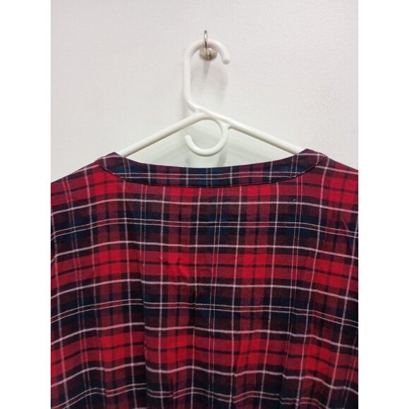 Lane Bryant Womens Tunic Top 20 Red Plaid Flannel Smocked Waist Lantern Sleeve - Picture 9 of 9